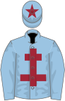 Light blue, maroon cross of lorraine, maroon star on cap