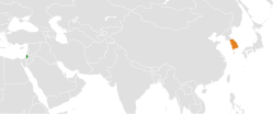 Map indicating locations of Palestine and South Korea