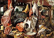 Pieter Aertsen: Butcher's Shop with Flight into Egypt, 1551