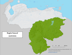 Geographic map of Guayana natural region.