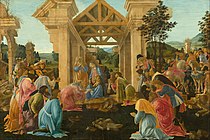波提且利的《三博士來朝（義大利語：Adorazione dei Magi (Botticelli Washington)）》，70 × 104.2cm，約作於1480年，來自安德魯·威廉·梅隆的收藏，原為艾米塔吉博物館的藏品。[13]