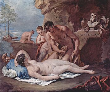 Deux satyres regardent une nymphe endormie Sebastiano Ricci, 1712-1716 Palais des Beaux-Arts de Lille