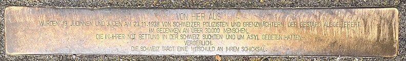 Stolperschwelle für abgewiesene Juden und Jüdinnen an der Basler Grenze