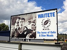 Sign for Waitete Rugby Club, the home of Colin and Stan Meads.
