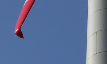 Detail view of the wingtip device on a wind turbine rotor-blade