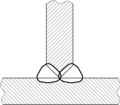 Тавровое сварное соединение с симметричной разделкой кромок под сварку.