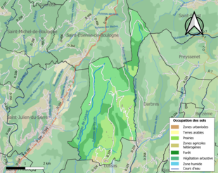 Carte en couleurs présentant l'occupation des sols.