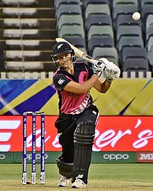 Bates batting for New Zealand during the 2020 ICC Women's T20 World Cup