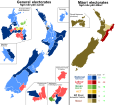 Party gaining or holding each electorate