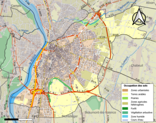 Carte en couleurs présentant l'occupation des sols.