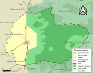 Carte en couleurs présentant l'occupation des sols.