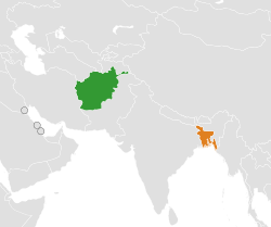 Map indicating locations of Islamic Republic of Afghanistan and Bangladesh