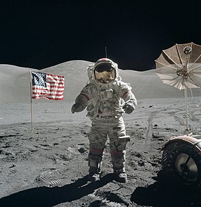 Gene Cernan on the Moon, by NASA