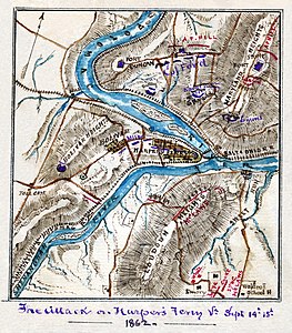 Battle of Harpers Ferry, by Robert Knox Sneden (edited by Durova)