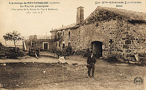 Carte postale de l'auberge de Peyrebeille.