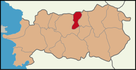 Map showing Köşk District in Aydın Province