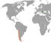 Location map for Bulgaria and Chile.