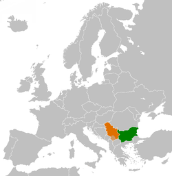 Map indicating locations of Бугарска and Србија