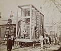 1865 view of the case and cart used to transport the Raphael Cartoons from Hampton Court to South Kensington Museum. Photographed by Charles Thurston Thompson.