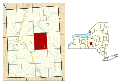 Location within Cortland County and New York