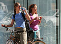 Female tourists in 2005 sporting colorful mid 2000s athletic fashions.