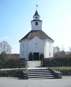 View of the local church, Hornnes Church