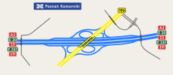 Übersichtskarte Autobahnknoten Poznań-Komorniki