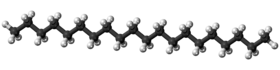 Ball and stick model of the icosane molecule