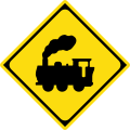 Railroad crossing ahead Option 1: steam locomotive