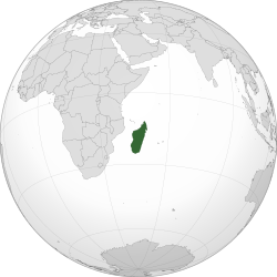 Location of Madagascar (dark green)