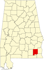 Map of Alabama highlighting Dale County