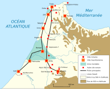 Carte des villes et pistes de Maurétanie tingitane