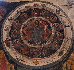 17th-century fresco of Christ in the zodiac circle, Cathedral of Living Pillar, Georgia