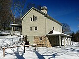 The carriage house at Moses H. Cone Memorial Park, which the trail passes by.