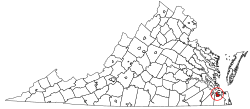 Location of Portsmouth in Virginia