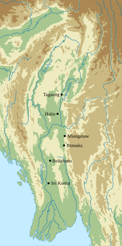 Sites of Pyu city-states in the Irrawaddy valley (modern Myanmar)