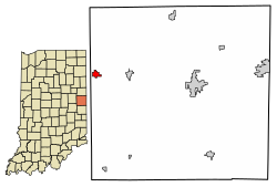 Location of Parker City in Randolph County, Indiana.