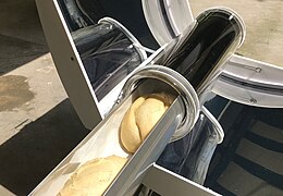 Solar oven glass tube cooking bread