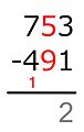 So, we add 10 to it and put a 1 under the next higher place in the subtrahend.