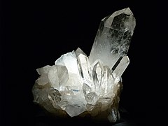 Quartz crystal from Hot Springs, Arkansas, on display