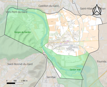 Carte des ZNIEFF de type 1 sur la commune.