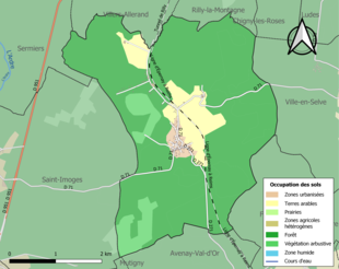 Carte en couleurs présentant l'occupation des sols.