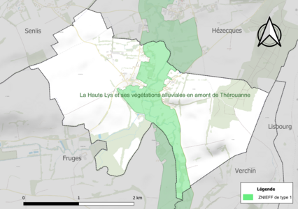 Carte de la ZNIEFF de type 1 sur la commune.