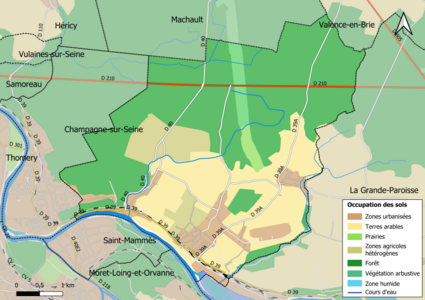 Carte des infrastructures et de l'occupation des sols en 2018 (CLC) de la commune.