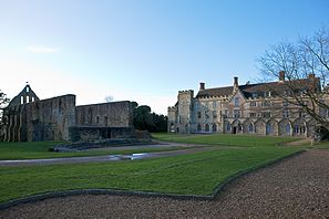 Battle Abbey – Dorter, remains of cloister and Battle Abbey School