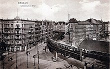 Postcard of an elevated rail line