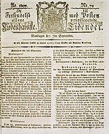The cover page of Berlingske September 7, 1807 (Royal Danish Library)