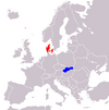 Location map for Denmark and Slovakia.