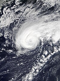 Hurricane Humberto over the open ocean near its peak intensity on September 18.