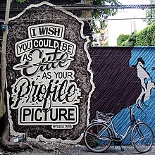 Germany, 'I Wish You Were As Cute As Your Profile Picture' mural by Rylsee, Dead Chicken Alley – Berlin, 2015